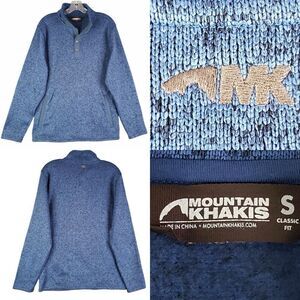 Mountain Khaki Sweater Mens Size Small S Blue Fleece Quarter Snap Long Sleeve